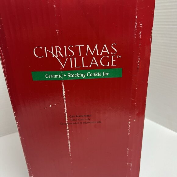 Christmas Village Ceramic Christmas Stocking Cookie Jar Original Box - Picture 9 of 9